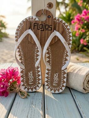 Flojos White-Strap Brown Patterned Sandals
